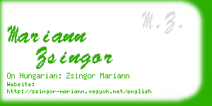 mariann zsingor business card